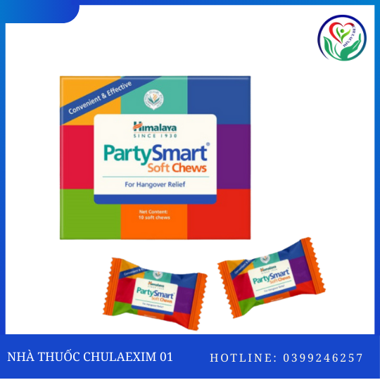 KẸO HỖ TRỢ GIẢI RƯỢU GIẢM SAY NGUỘI HIMALAYA PARTYSMART SOFT CHEWS (HỘP 2 VIÊN)
