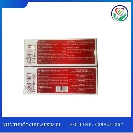 VIÊN UỐNG SẮT III FEFOLIC A.N (HỘP 30 VIÊN)